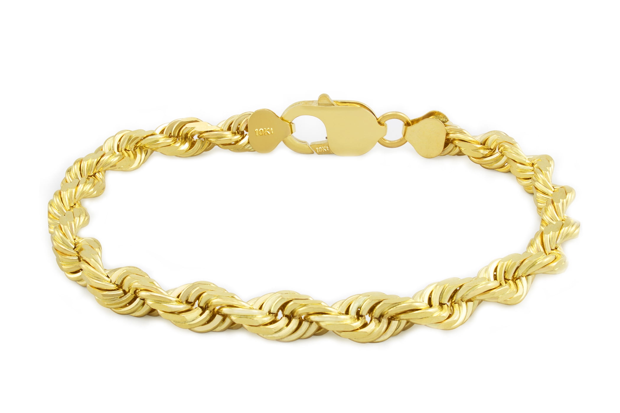 10K Yellow Gold Rope Bracelet 7 7.5 8 8.5 9 Men Women 3mm- 8mm Real 10 KT 5 mm / 7 ( for Ladies)