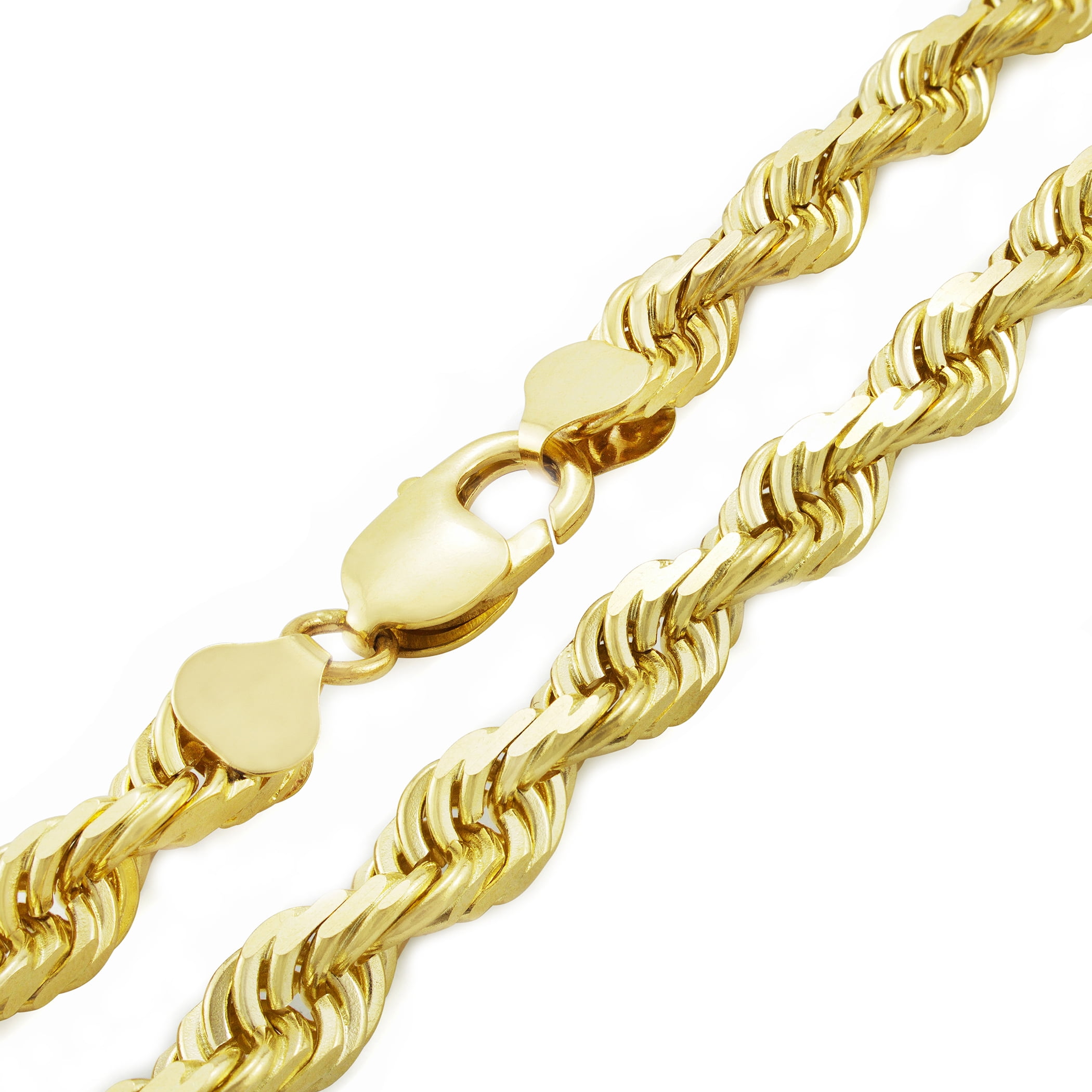 Nuragold 10k Yellow Gold 8mm Rope Chain Diamond Cut Pendant Necklace ...