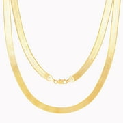 Nuragold 10k Yellow Gold 8mm Solid Herringbone Silky Flexible Chain Necklace 16" - 24", Real Gold Womens Mens Jewelry