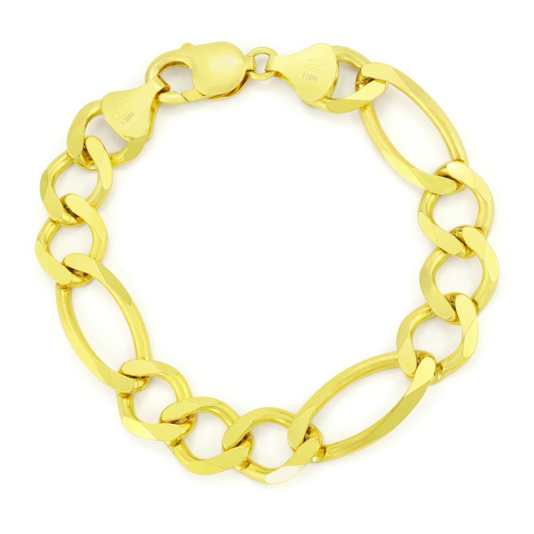 Nuragold 10k Yellow Gold 9mm Figaro Chain Link Bracelet, Mens Jewelry  Lobster Clasp 7