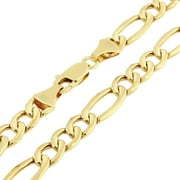 Nuragold 10k Real Yellow Gold Figaro Link 9mm Chain Necklace (20"-30") Italian Jewelry for Men