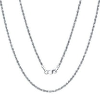 Nuragold 14K Real White Gold 1.5mm Solid Rope Chain Diamond Cut Necklace (16"-26") Italian Jewelry for Men & Women