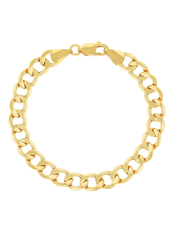14K Real Yellow Gold Cuban Curb Link Chain Bracelet 7"-9" (2mm-7.5mm) Italian Jewelry for Men & Women
