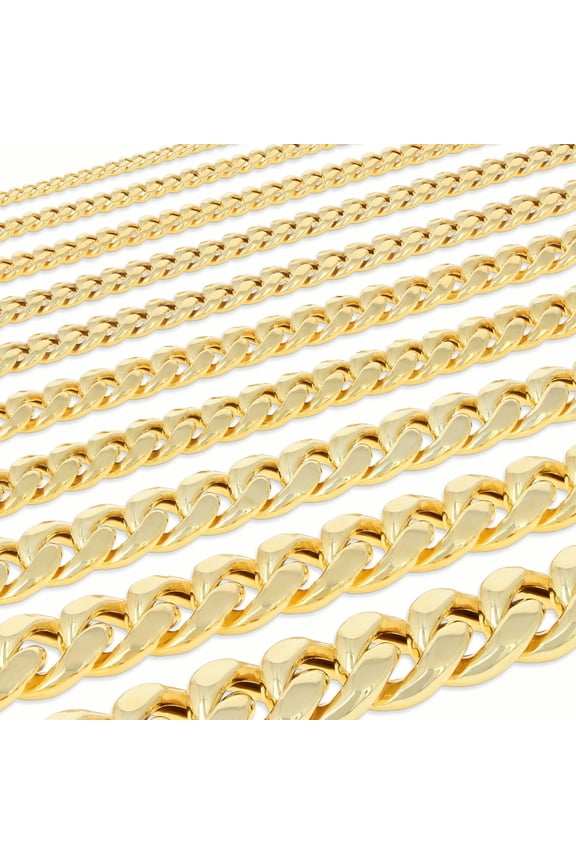 14K Real Yellow Gold Miami Cuban Lightweight Link Chain Bracelet 7"-9" (3mm-12.6mm) Italian Jewelry for Men & Women