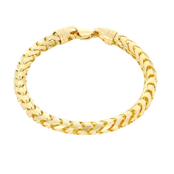 Nuragold 14K Real Yellow Gold Solid Franco Diamond Cut Chain Bracelet 7"-9" (1.1mm-6mm) Italian Jewelry for Men & Women