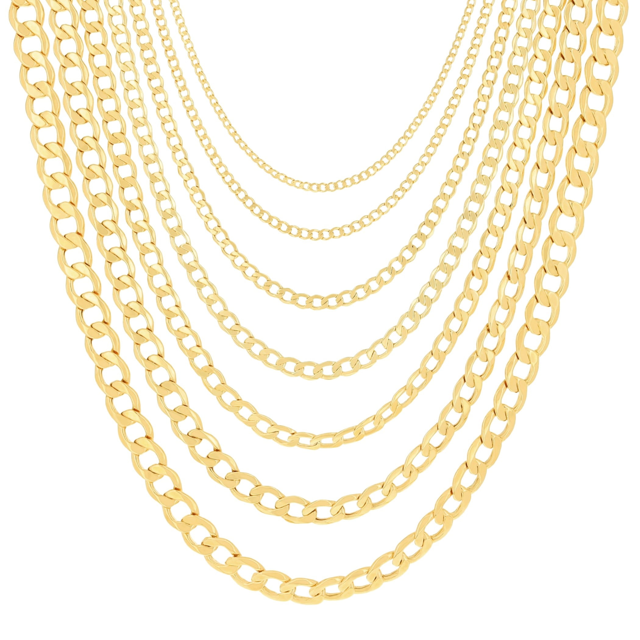Nuragold 14K Yellow Gold Curb Cuban Link Chain Necklace / Lengths 16 ...