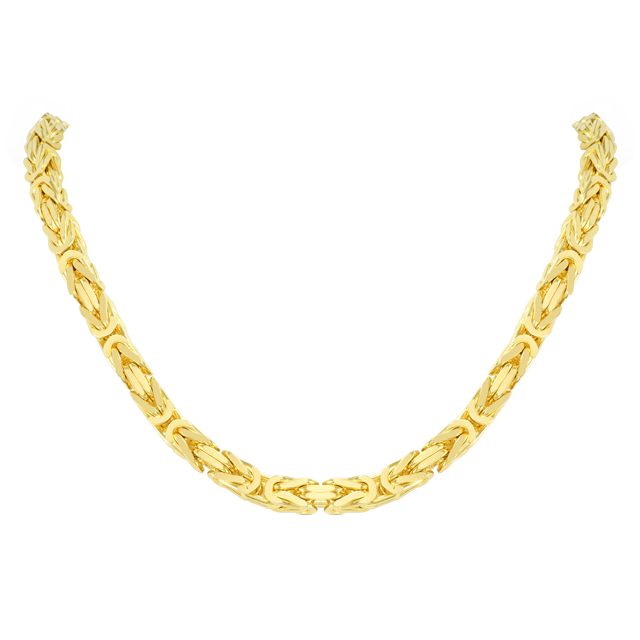 Nuragold 14K Yellow Gold Solid 7mm Byzantine Link Chain Pendant