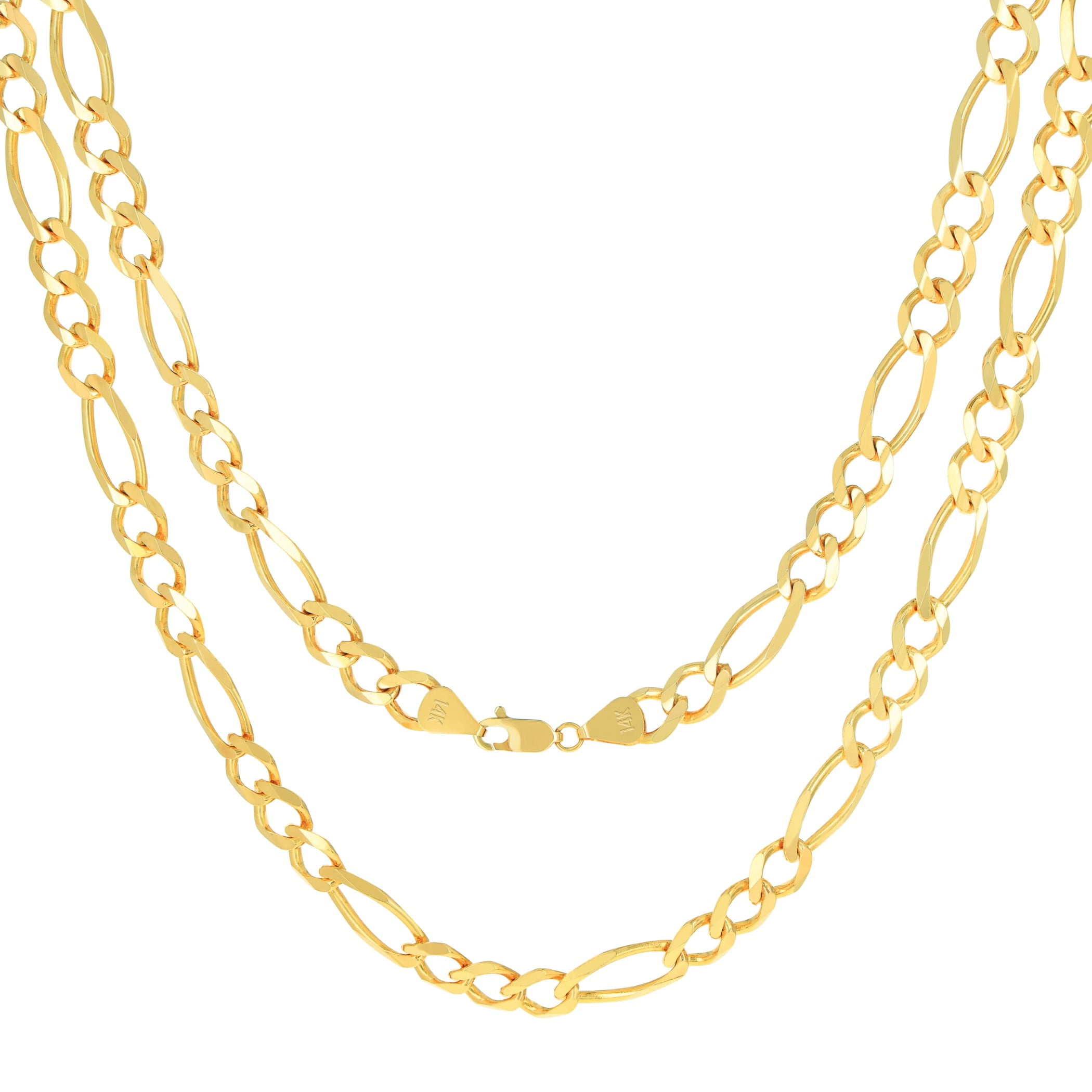 Nuragold 14k Yellow Gold Solid Figaro Link Chain Necklace Lengths 16 30 Widths 12mm 9 6374