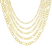 Nuragold 14K Yellow Gold Solid Figaro Link Chain Necklace / Lengths 16"- 30" / Widths 1.2mm - 9.5mm / Italian Made Jewelry for Men and Women