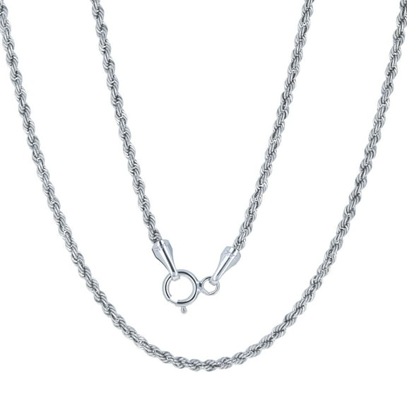 Nuragold 14k Real White Gold 1.5mm Rope Chain Diamond Cut Necklace (14"-26") Dainty Italian Jewelry for Men & Women