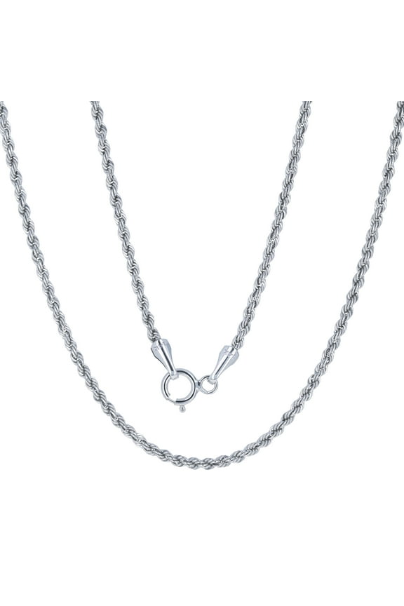 14k Real White Gold 1.5mm Rope Chain Diamond Cut Necklace (14"-26") Dainty Italian Jewelry for Men & Women