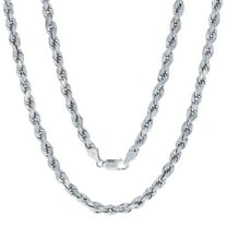 Nuragold 14k Real White Gold 5mm Rope Chain Diamond Cut Necklace (18"-30") Italian Jewelry for Men & Women