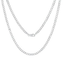 Nuragold 14k Real White Gold Solid Cuban Curb Link 3mm Chain Necklace (16"-30") Italian Jewelry for Men & Women