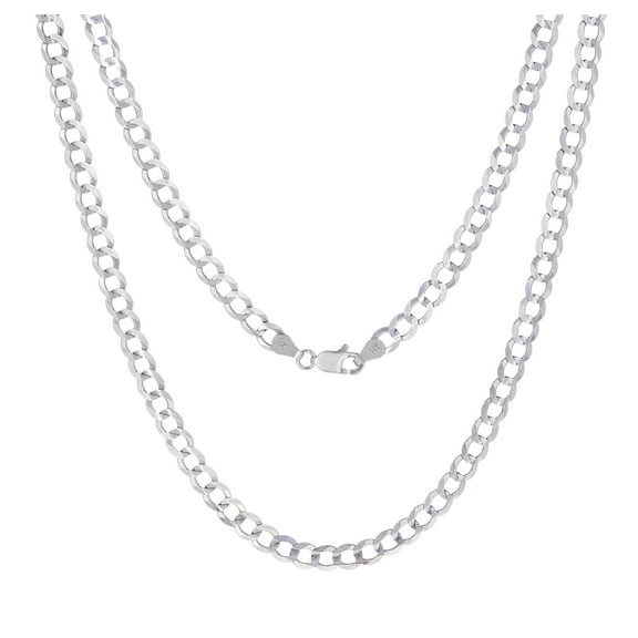 Nuragold 14k Real White Gold Solid Cuban Curb Link 5mm Chain Necklace (16"-30") Italian Jewelry for Men