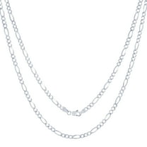 Nuragold 14k Real White Gold Solid Figaro Link 3.5mm Chain Necklace (16"-28") Italian Jewelry for Men & Women