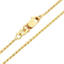Nuragold 14k Real Yellow Gold 1mm Solid Rope Chain Diamond Cut Necklace (16"-30") Italian Jewelry for Men & Women