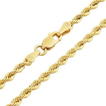 Nuragold 14k Real Yellow Gold 2mm Solid Rope Chain Diamond Cut Necklace (16"-30") Italian Jewelry for Men & Women
