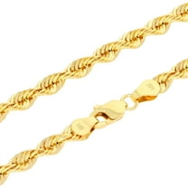 Nuragold 14k Real Yellow Gold 4mm Rope Chain Diamond Cut Lightweight Necklace (16"-30") Italian Jewelry for Men & Women