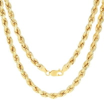 Nuragold 14k Real Yellow Gold 7mm Rope Chain Diamond Cut Necklace (18"-30") Italian Jewelry for Men