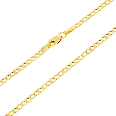 Nuragold 14k Real Yellow Gold Cuban Curb Link 2.5mm Chain Necklace (16"-26") Italian Jewelry for Men & Women