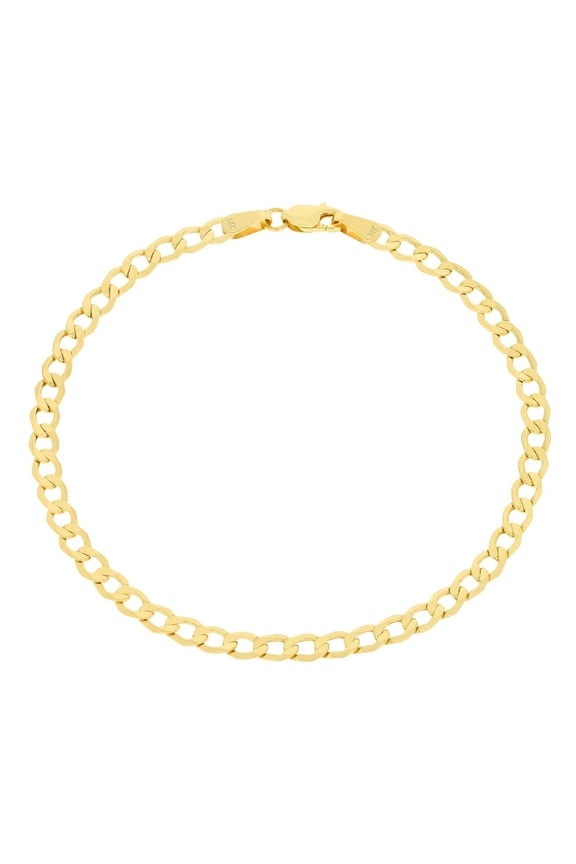 14k Real Yellow Gold Cuban Curb Link 3.5mm Chain Bracelet (7"-9") Italian Jewelry for Men & Women