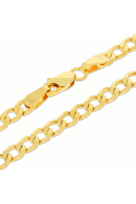 14k Real Yellow Gold Cuban Curb Link 3.5mm Chain Necklace (16"-30") Italian Jewelry for Men & Women