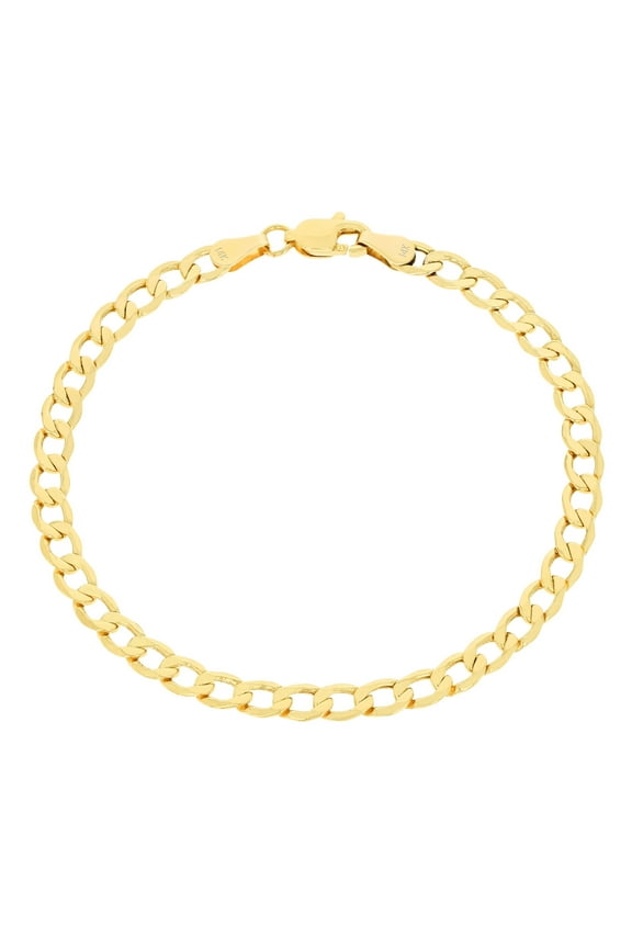 14k Real Yellow Gold Cuban Curb Link 4.5mm Chain Bracelet (7"-9") Italian Jewelry for Men & Women