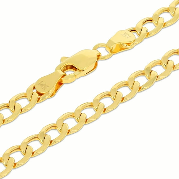Nuragold 14k Real Yellow Gold Cuban Curb Link 4.5mm Chain Necklace (16"-30") Italian Jewelry for Men & Women