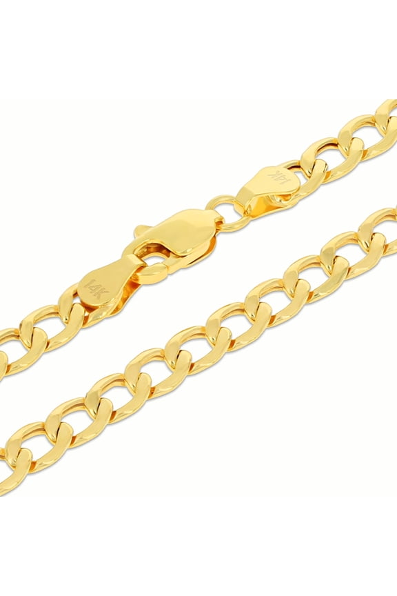 14k Real Yellow Gold Cuban Curb Link 4.5mm Chain Necklace (16"-30") Italian Jewelry for Men & Women