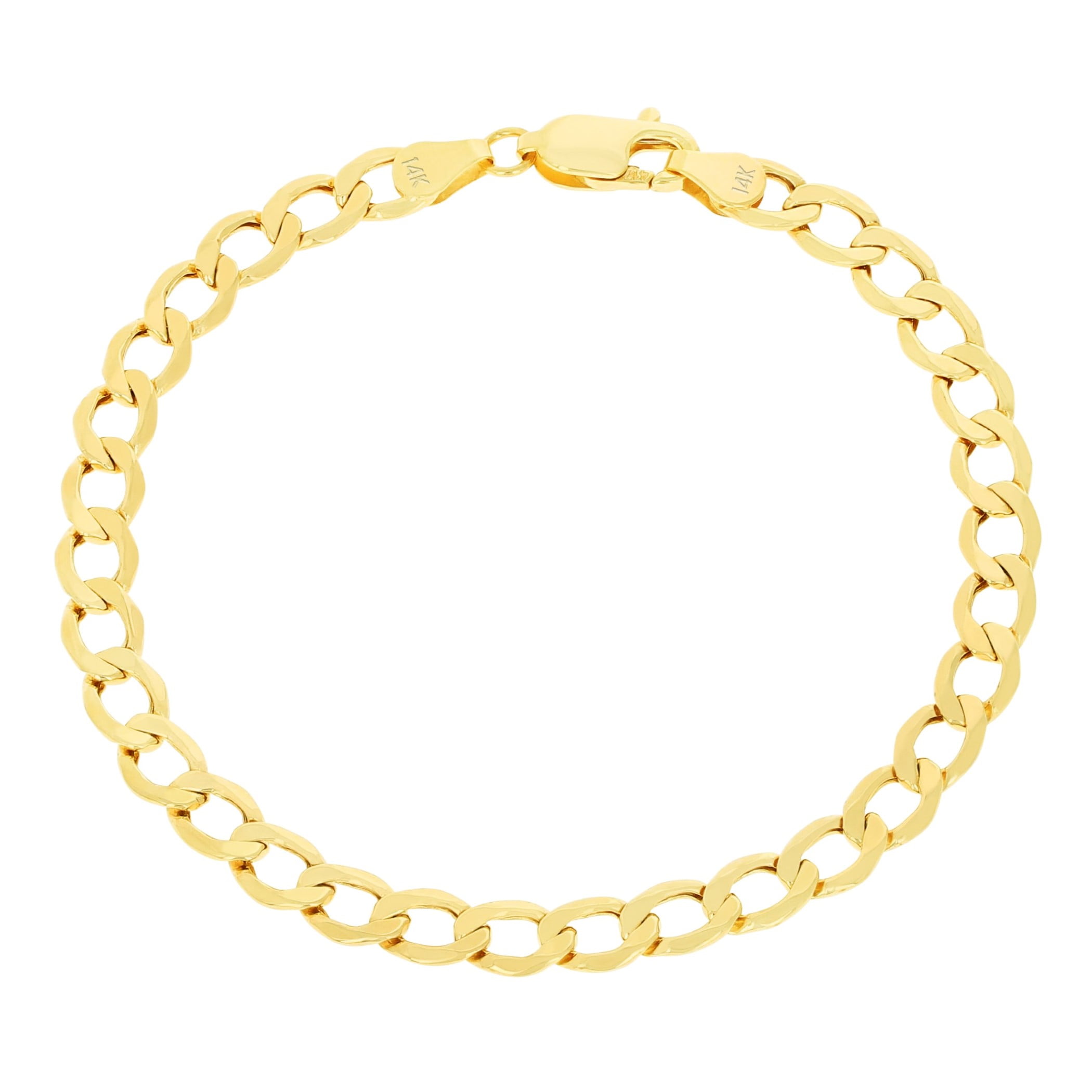 Nuragold 14k Real Yellow Gold Cuban Curb Link 5.5mm Chain Bracelet (7"-9") Italian Jewelry for Men & Women
