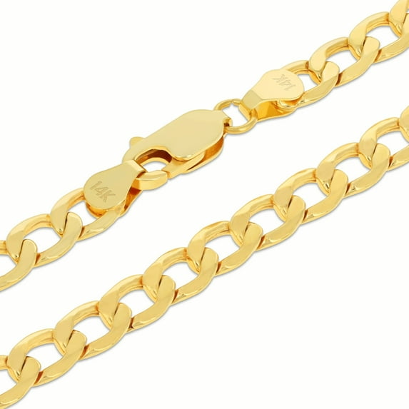 Nuragold 14k Real Yellow Gold Cuban Curb Link 5.5mm Chain Necklace (16"-30") Italian Jewelry for Men & Women