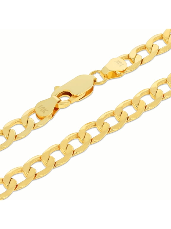 14k Real Yellow Gold Cuban Curb Link 5.5mm Chain Necklace (16"-30") Italian Jewelry for Men & Women