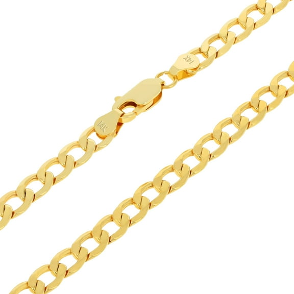 Nuragold 14k Real Yellow Gold Cuban Curb Link 5.5mm Chain Necklace (16"-30") Italian Jewelry for Men & Women