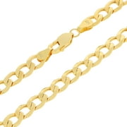 NURAGOLD 14k Real Yellow Gold Cuban Curb Link 6.5mm Chain Necklace (16"-30") Italian Jewelry for Men & Women