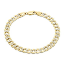 Nuragold 14k Real Yellow Gold Cuban Curb Link 6.5mm Diamond Cut Pave Chain Bracelet (7"-9") Two Tone Italian Jewelry for Men