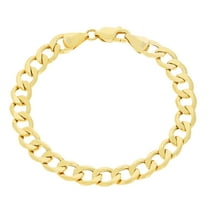 Nuragold 14k Real Yellow Gold Cuban Curb Link 7.5mm Chain Bracelet (7"-9") Italian Jewelry for Men & Women