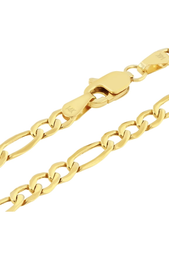 14k Real Yellow Gold Figaro Link 2.5mm Chain Necklace (16"-26") Italian Jewelry for Men & Women