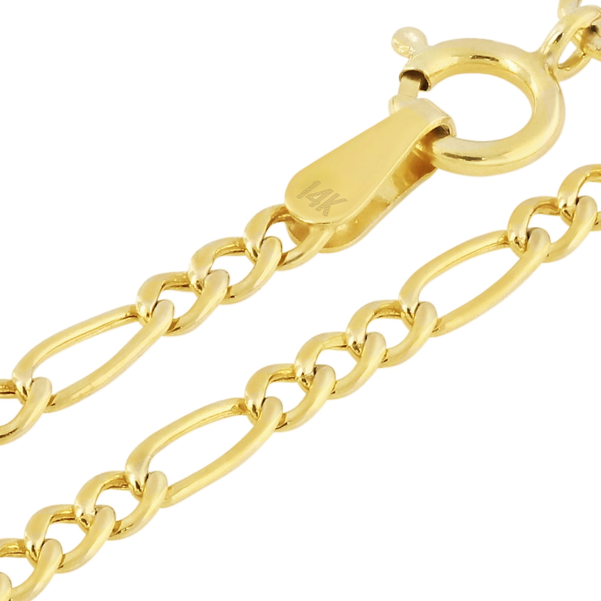 Nuragold 14k Real Yellow Gold Figaro Link 2mm Chain Necklace (16"-24") Dainty Italian Jewelry for Men & Women