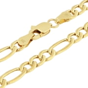 Nuragold 14k Real Yellow Gold Figaro Link 3.5mm Chain Necklace 16"-26" Italian Jewelry for Men & Women