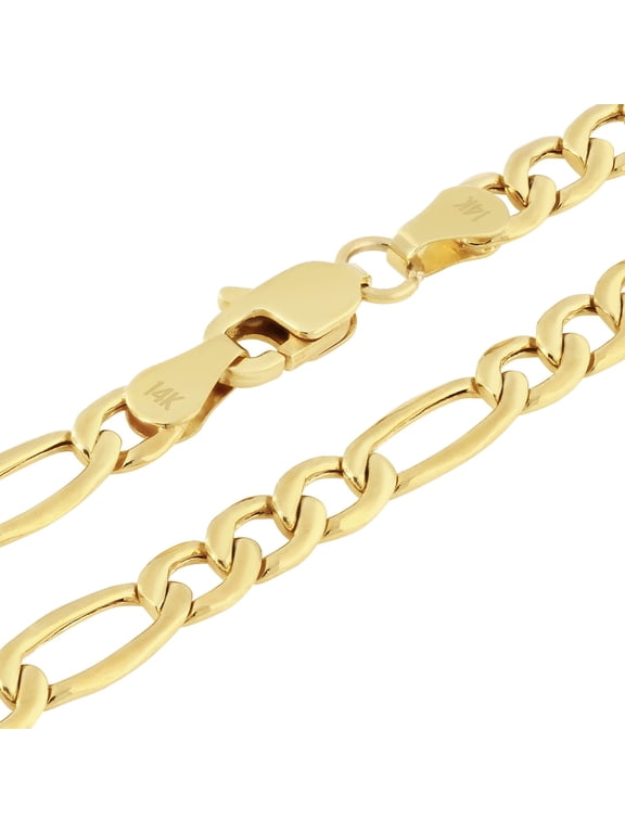 14k Real Yellow Gold Figaro Link 3.5mm Chain Necklace (16"-26") Italian Jewelry for Men & Women