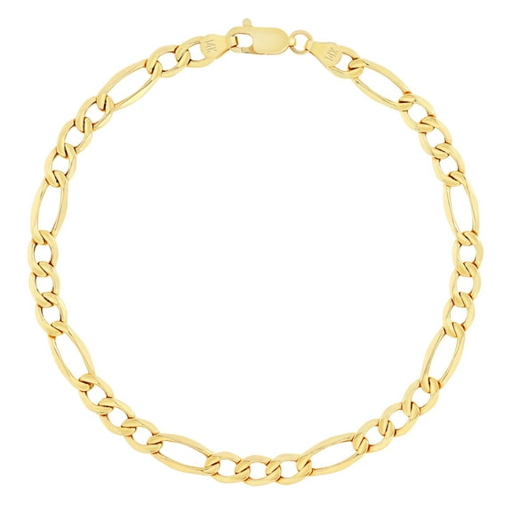 Nuragold 14k Real Yellow Gold Figaro Link 4.5mm Chain Bracelet (7"-9") Italian Jewelry for Men & Women