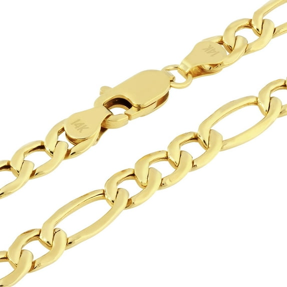 Nuragold 14k Real Yellow Gold Figaro Link 4.5mm Chain Necklace (16"-30") Italian Jewelry for Men & Women