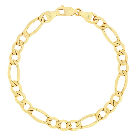 Nuragold 14k Real Yellow Gold Figaro Link 5.5mm Chain Bracelet (7"-9") Italian Jewelry for Men & Women