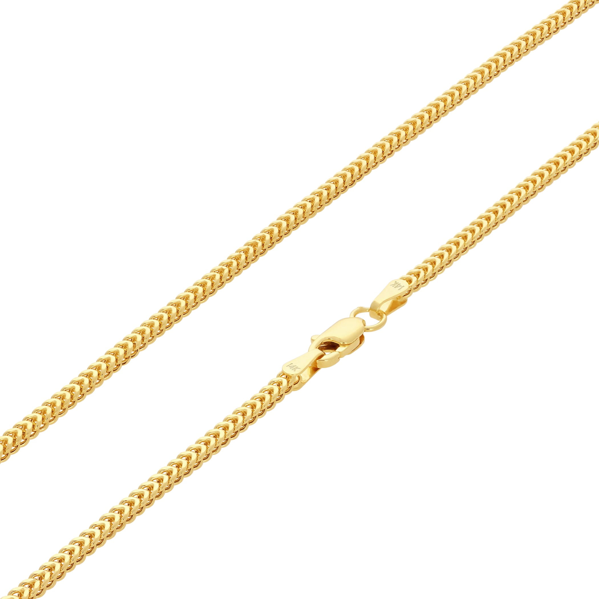 Nuragold 14k Real Yellow Gold Franco Square 1.5mm Box Chain Wheat Chain Necklace (16"-24") Dainty Italian Jewelry for Men & Women