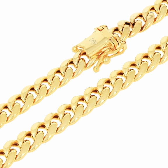 Nuragold 14k Real Yellow Gold Miami Cuban Lightweight Link 5.7mm Chain Necklace (16"-30") Italian Jewelry for Men & Women