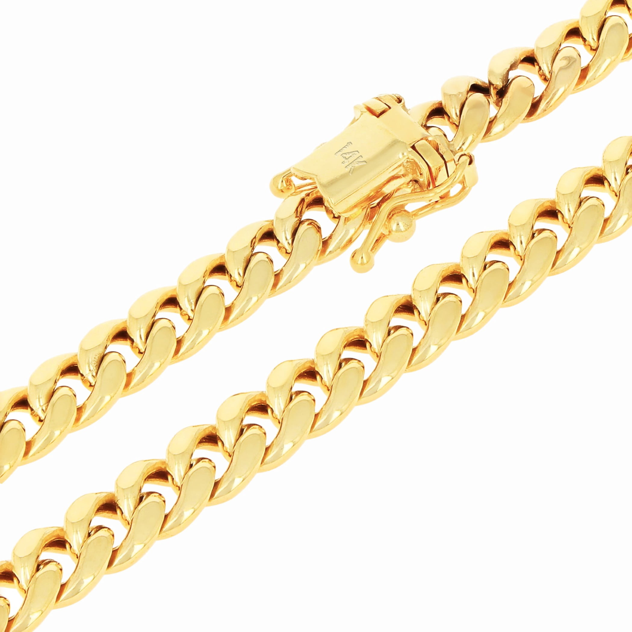 Nuragold 14k Real Yellow Gold Miami Cuban Lightweight Link 6.7mm Chain Necklace (16"-30") Italian Jewelry for Men & Women