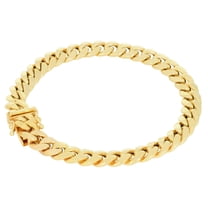 Nuragold 14k Real Yellow Gold Miami Cuban Lightweight Link 7.7mm Chain Bracelet (7"-9") Italian Jewelry for Men & Women