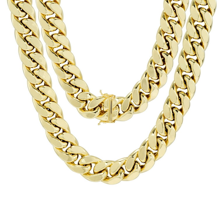Nuragold 14k Real Yellow Gold Miami Cuban Link Thick Chain