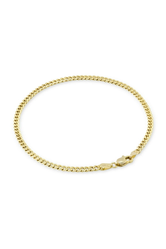 14k Real Yellow Gold Miami Cuban Link 3mm Chain Bracelet or Anklet (7"-9") Italian Jewelry for Men & Women