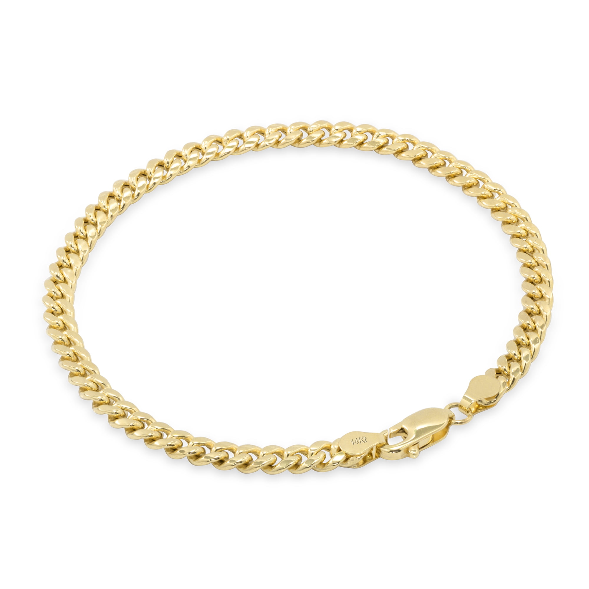 Nuragold 14k Real Yellow Gold Miami Cuban Link 4.5mm Chain Bracelet (7"-9") Italian Jewelry for Men & Women
